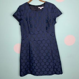 Boden Spot Jacquard dress navy blue cap sleeve
